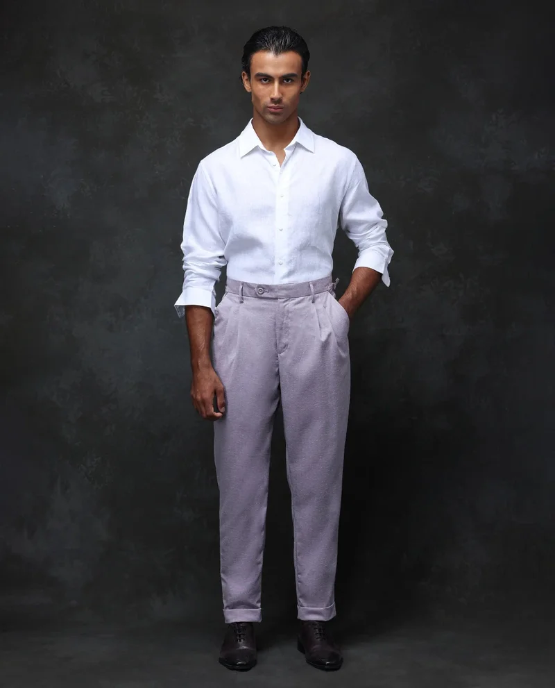 Rare Rabbit Men's Linen Blend Pleated Trouser