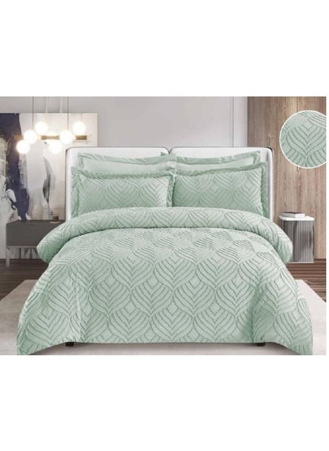 COMFY 6 PC GREEN COTTON SATIN LUXURY COLLECTION ALL SEASON COMFORTER SET 220 X 240 CM