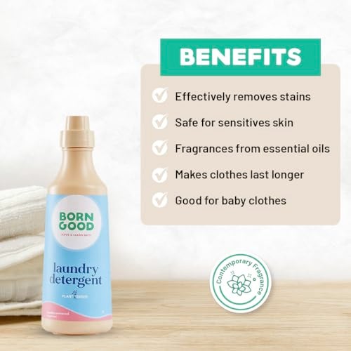 Born Good Natural Laundry Liquid Detergent | 1000ml | Brazilian Rosewood Fragrance | Plant-Based, Non-Toxic, Eco-Friendly, Organic | Tough on Stains & Odour, Gentle on Skin & Fabrics Baby-Safe - Image 2