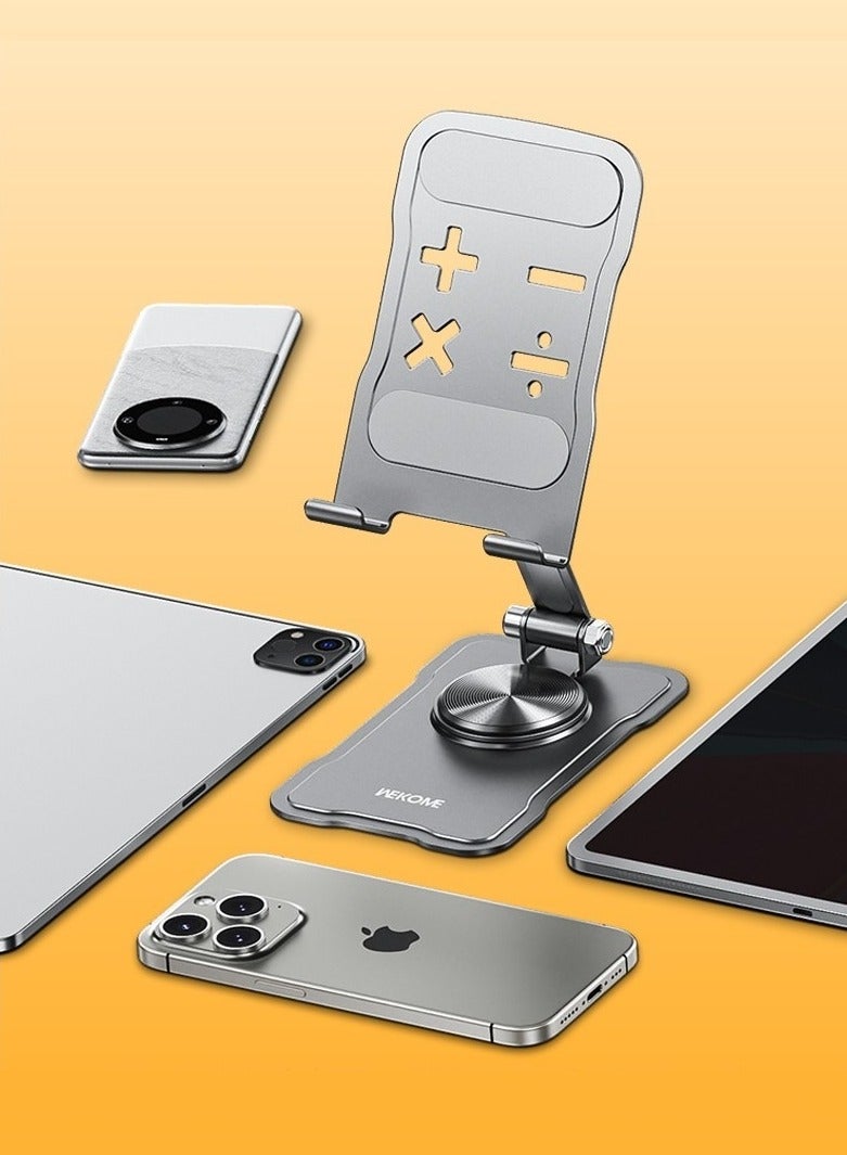 Adjustable Metal Phone Stand Holder for Desk – 360° Rotating Foldable Mobile Stand with Anti-Slip Base, Compatible with iPhone, iPad, Tablets – Angle Adjustable Phone Mount for Office, Home & Bedroom Use - Image 5