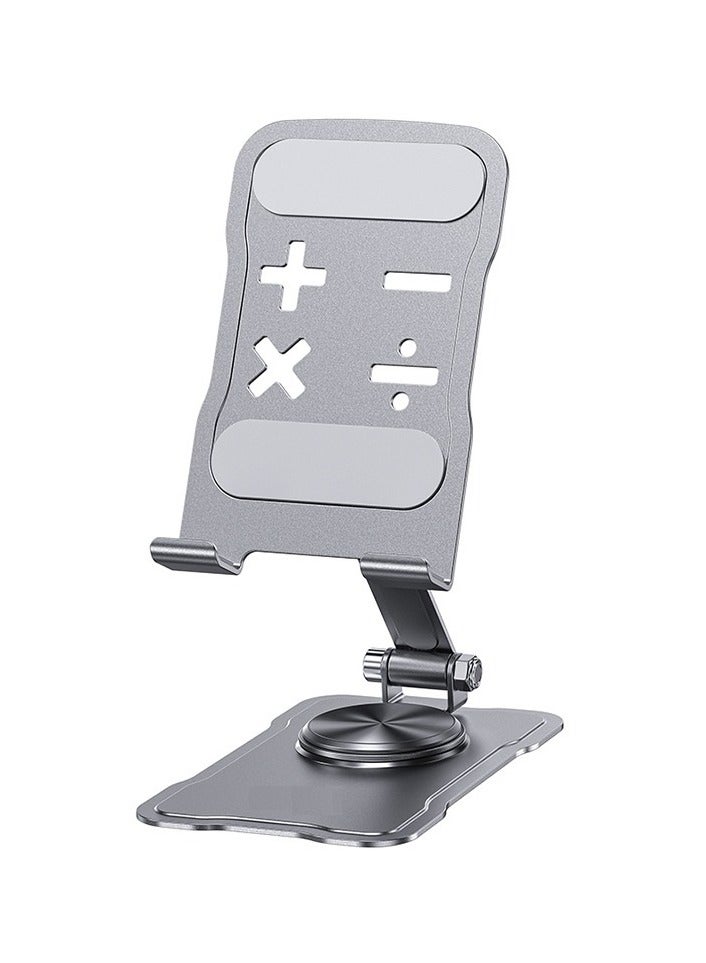 Adjustable Metal Phone Stand Holder for Desk – 360° Rotating Foldable Mobile Stand with Anti-Slip Base, Compatible with iPhone, iPad, Tablets – Angle Adjustable Phone Mount for Office, Home & Bedroom Use - Image 1