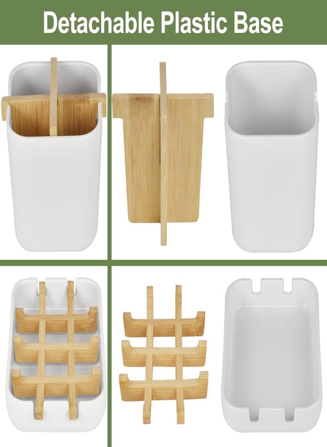 IWNTWY Toothbrush Holders and Soap Holder Set, Tooth Brush Holder with 4 Slots, Plastic Soap Dish Tray for Shower, Bathroom Accessories Set for Countertop Storage - White - Image 3