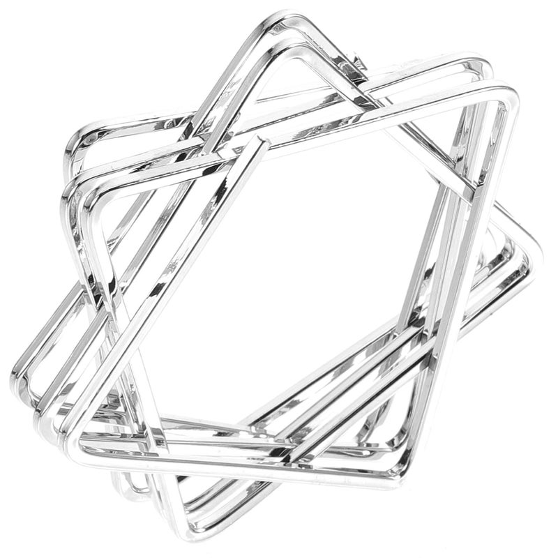 Silver Metal Geometric Hollow Napkin Rings For Dining Table Restaurants Holiday Parties - Image 2