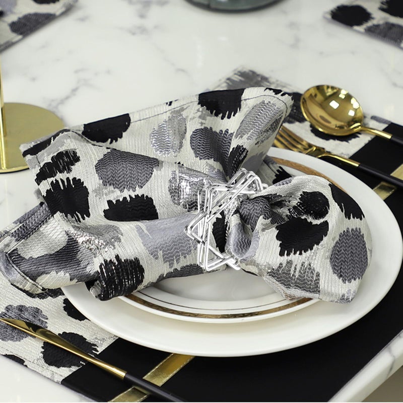 Silver Metal Geometric Hollow Napkin Rings For Dining Table Restaurants Holiday Parties - Image 5