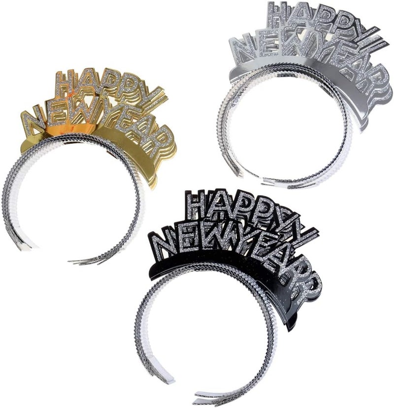 BinaryABC Happy New Year Headband Tiara,New Years Party Favor,New Years Eve Party Decorations 12Pcs - Image 2