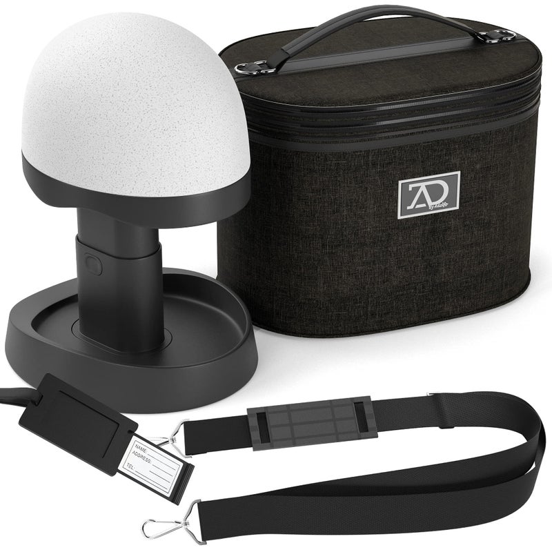Wig Travel Case  812 High Wig Box with Collapsible Wig Stand  Dome Foam Wig Head Stand in Zipper Carrying Case wHandle for Safe Traveling Storage of Wigs Lace Front Cap Toupee Denim Black