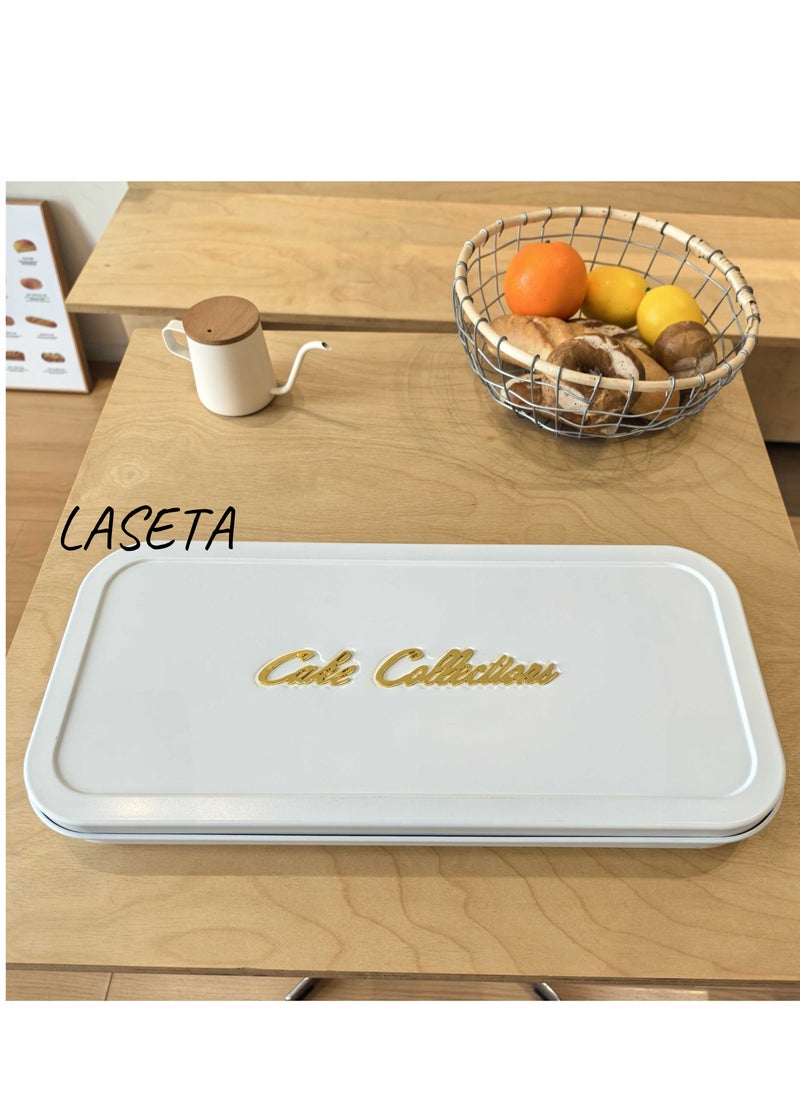 Laseta rectangle Basbousa Cutting Baking Tray with Cutter - (White),46CM*22CM*5CM  - Image 2
