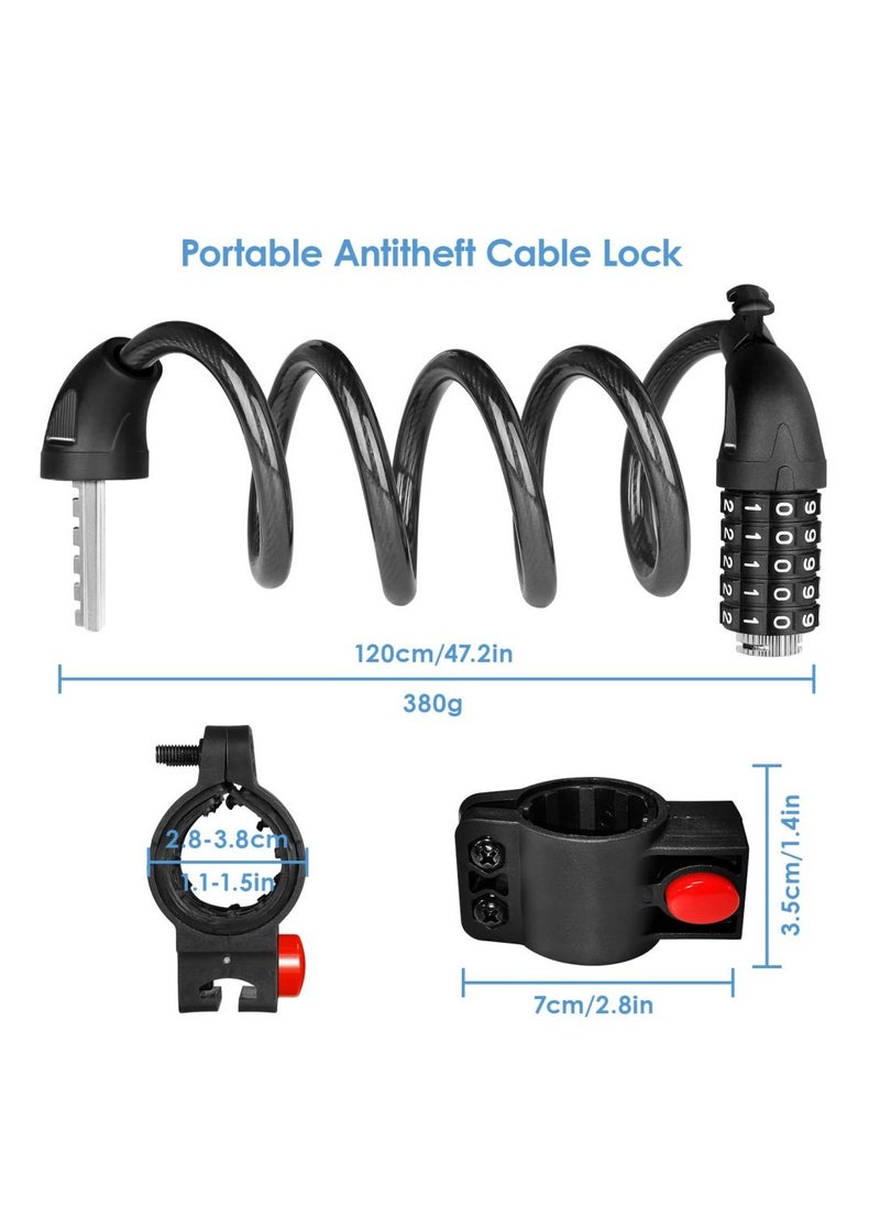 COOLBABY Bicycle Lock High Security Bike Lock Anti-Theft with 5-Digits Codes Combination Waterproof Cycling Cable Locks Scooter Lock Moto Lock 120cm/12mm - pzsku/Z1491552C9B95B8F325D4Z/45/_/1712896407/498de1bd-945f-4316-9a16-559177658b6d