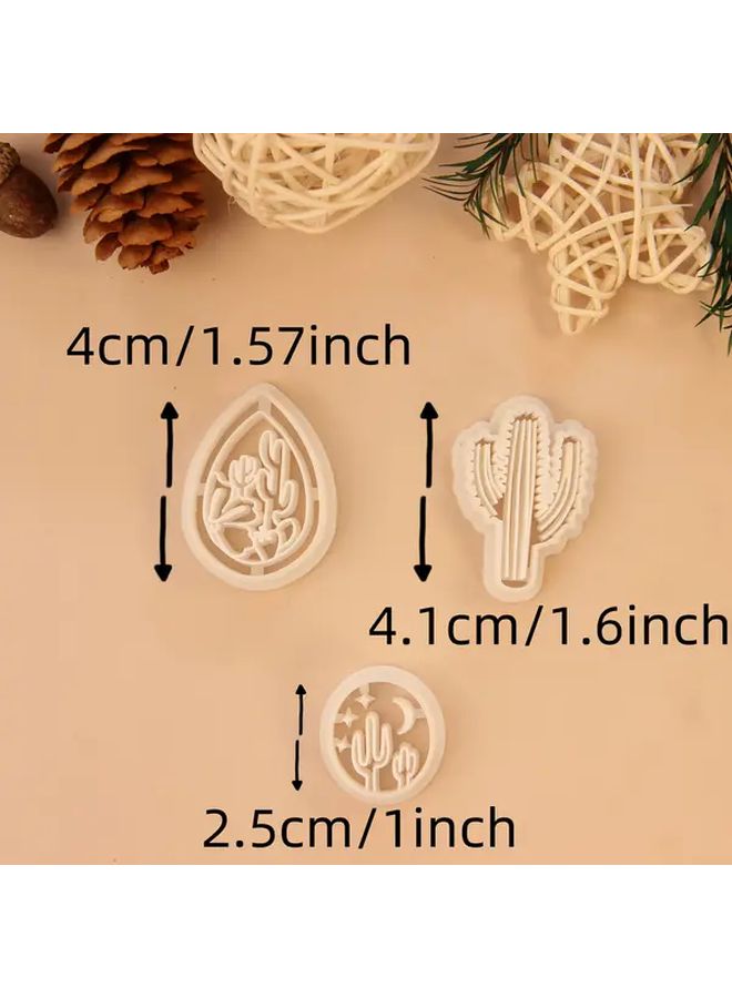 3pcs Cactus Polymer Clay Cutters For Earrings Making Jewelry Kit - Image 2