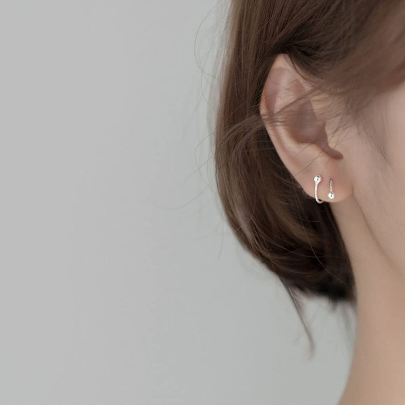 TMCO Women Simple Tiny Ball Earrings Spiral Wrap Cuff Earring - Image 4