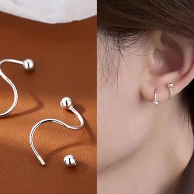 TMCO Women Simple Tiny Ball Earrings Spiral Wrap Cuff Earring - Image 5