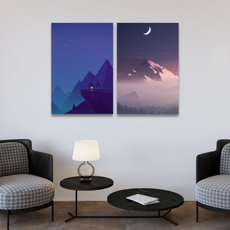 ماركتنا لوحة قماشية ثنائية بتصميم جبل بمقاس اجمالي 100×70 سم - Image 1