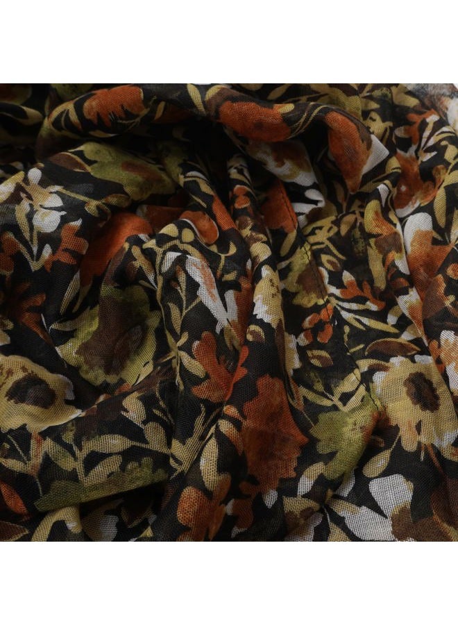 YOUR SMILE Large Boho Scarf for Women Lightweight Floral Printed Scarves Fall Winter Fashion Fringed Shawl wraps (39) - Image 5