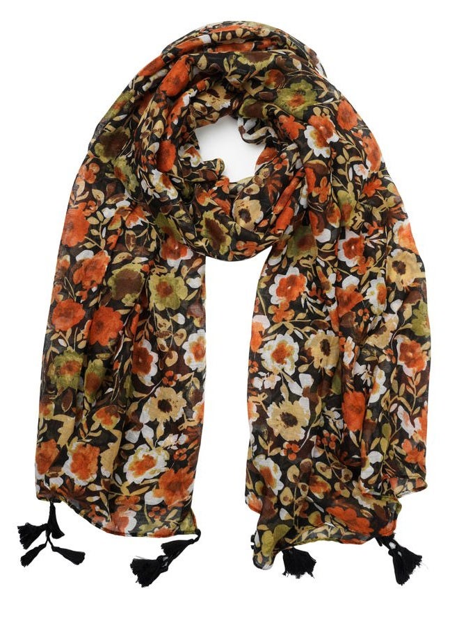 YOUR SMILE Large Boho Scarf for Women Lightweight Floral Printed Scarves Fall Winter Fashion Fringed Shawl wraps (39) - Image 1