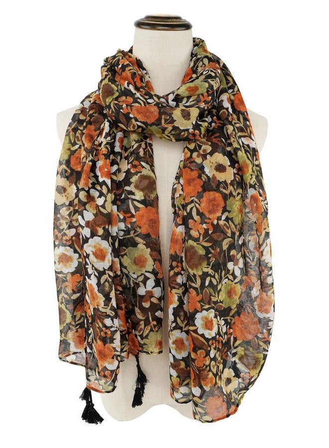 YOUR SMILE Large Boho Scarf for Women Lightweight Floral Printed Scarves Fall Winter Fashion Fringed Shawl wraps (39) - Image 2