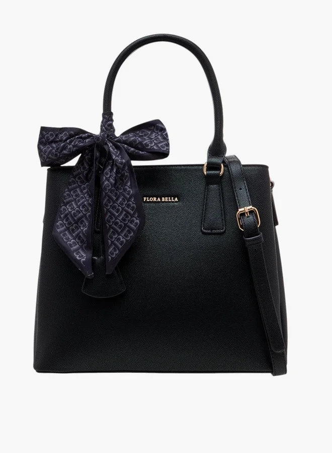 Flora Bella By Shoexpress Scarf Accent Tote Bag with Double Handle and Zip Closure