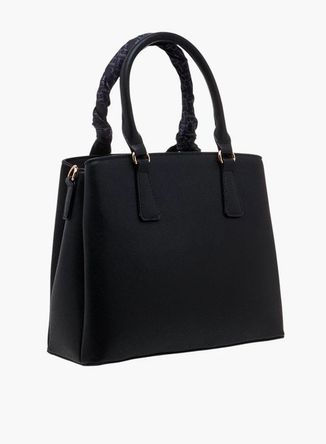 Flora Bella By Shoexpress Scarf Accent Tote Bag with Double Handle and Zip Closure