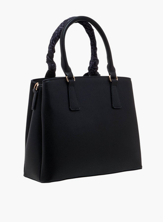 Flora Bella By Shoexpress Scarf Accent Tote Bag with Double Handle and Zip Closure  - Image 4