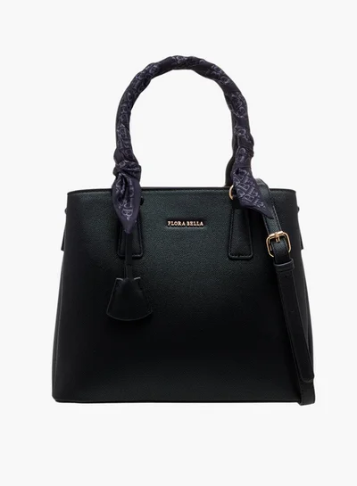 Flora Bella By Shoexpress Scarf Accent Tote Bag with Double Handle and Zip Closure