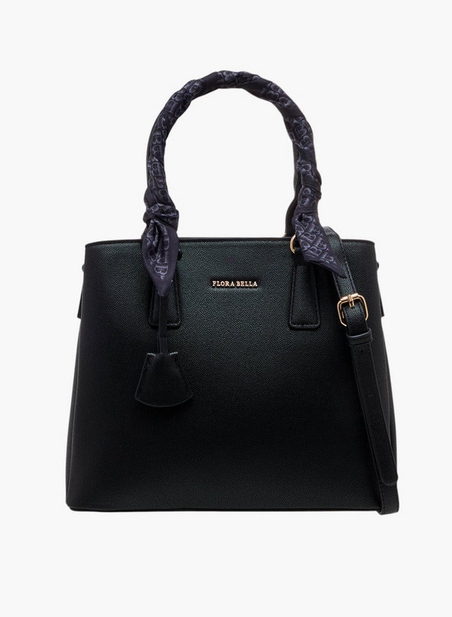 Flora Bella By Shoexpress Scarf Accent Tote Bag with Double Handle and Zip Closure  - Image 1