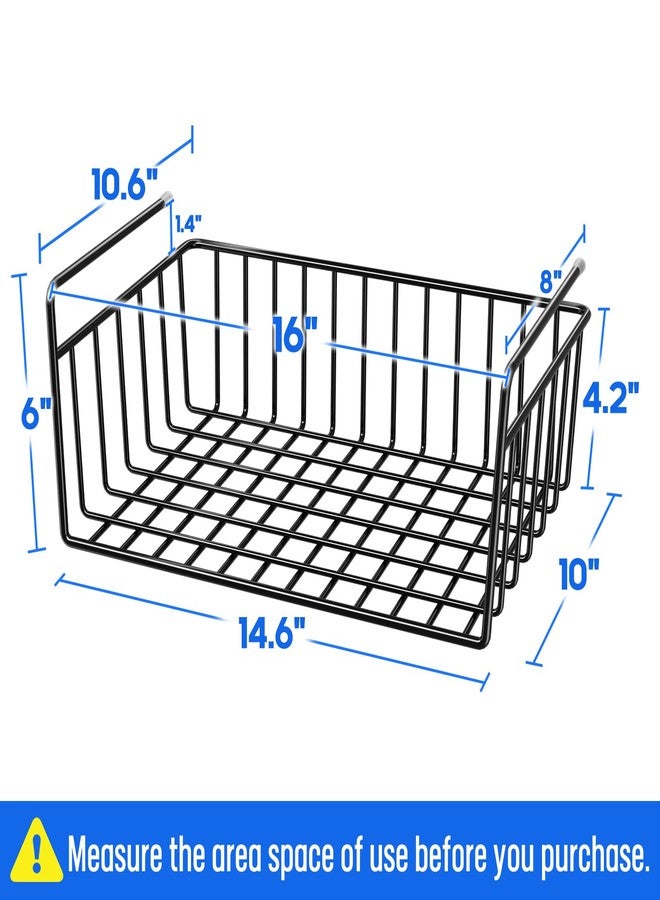 SUFAUY 6-Pack Under Shelf Basket Storage, Wire Shelves for Storage and Organization, Under Cabinet Paper Plate Dispenser Organizer Holds up to 22lbs for Pantry Closet, 10.6“d x 16" w, Black - Image 3