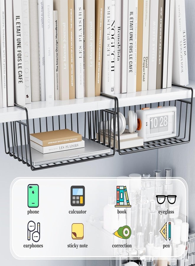 SUFAUY 6-Pack Under Shelf Basket Storage, Wire Shelves for Storage and Organization, Under Cabinet Paper Plate Dispenser Organizer Holds up to 22lbs for Pantry Closet, 10.6“d x 16" w, Black - Image 5