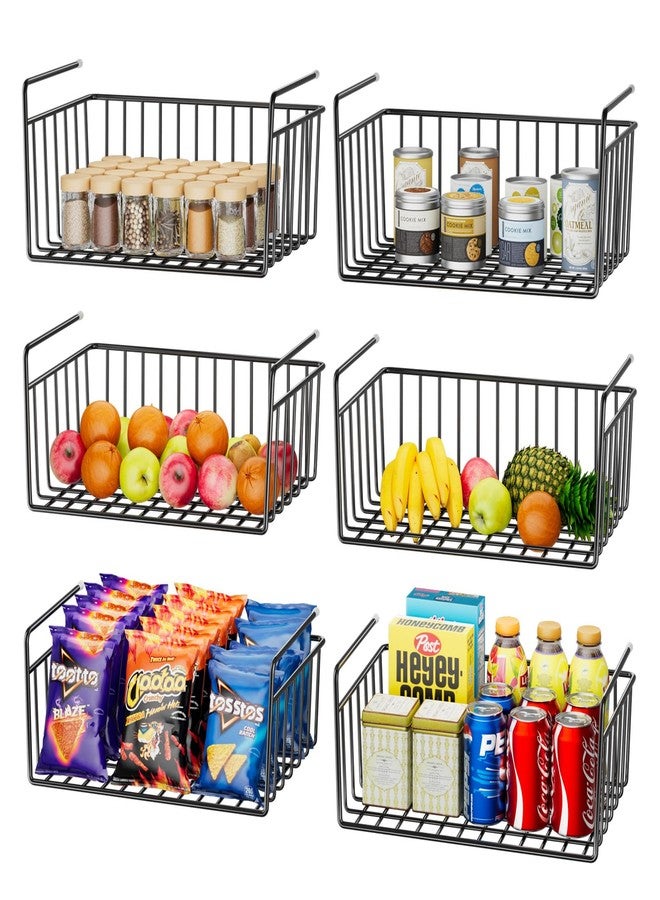 SUFAUY 6-Pack Under Shelf Basket Storage, Wire Shelves for Storage and Organization, Under Cabinet Paper Plate Dispenser Organizer Holds up to 22lbs for Pantry Closet, 10.6“d x 16" w, Black - Image 1
