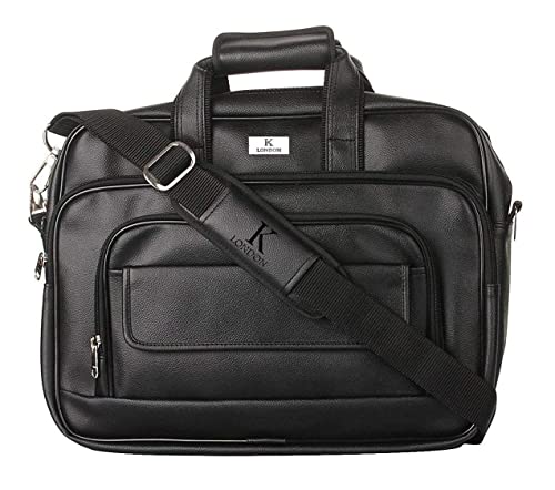 K London Black Artificial Leather Handmade Men Women Laptop Bag Office bag Cross Over Shoulder Messenger Bag Office Bag (1102_Black) - Image 1