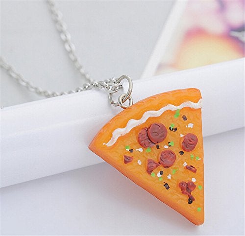 LUVI Fusicase 6pcs/lot Bling Silver Friend Friendship Couple Pizza Metal Necklace(Orange) - Image 3