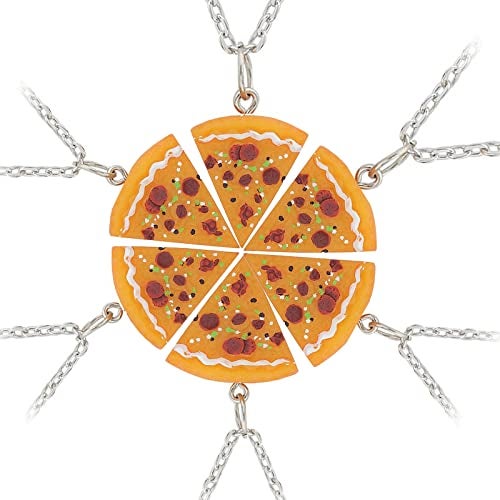LUVI Fusicase 6pcs/lot Bling Silver Friend Friendship Couple Pizza Metal Necklace(Orange) - Image 5