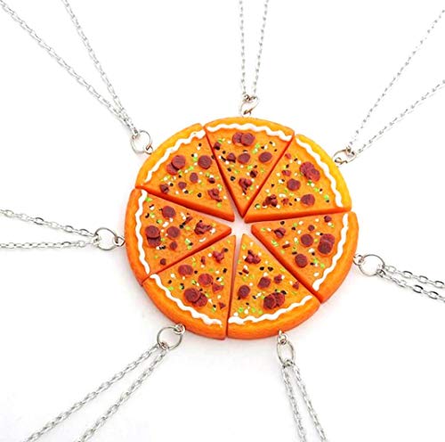 LUVI Fusicase 6pcs/lot Bling Silver Friend Friendship Couple Pizza Metal Necklace(Orange) - Image 4
