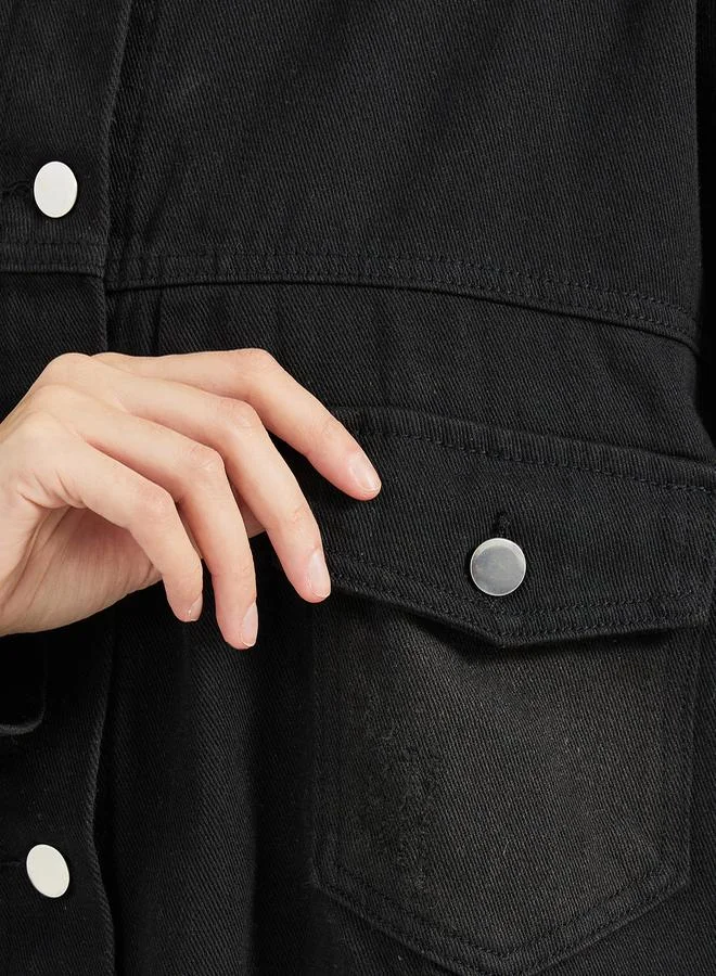 Styli Oversized Regular Length Faded Denim Jacket