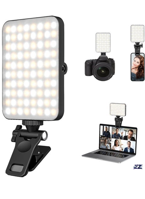 New LED Selfie Light, 60 LED 2200mAh Rechargeable Cell Phone Fill Light, 7 Modes, 10-Level Brightness, Portable Clip-on Light for iPhone, Android, and Photography