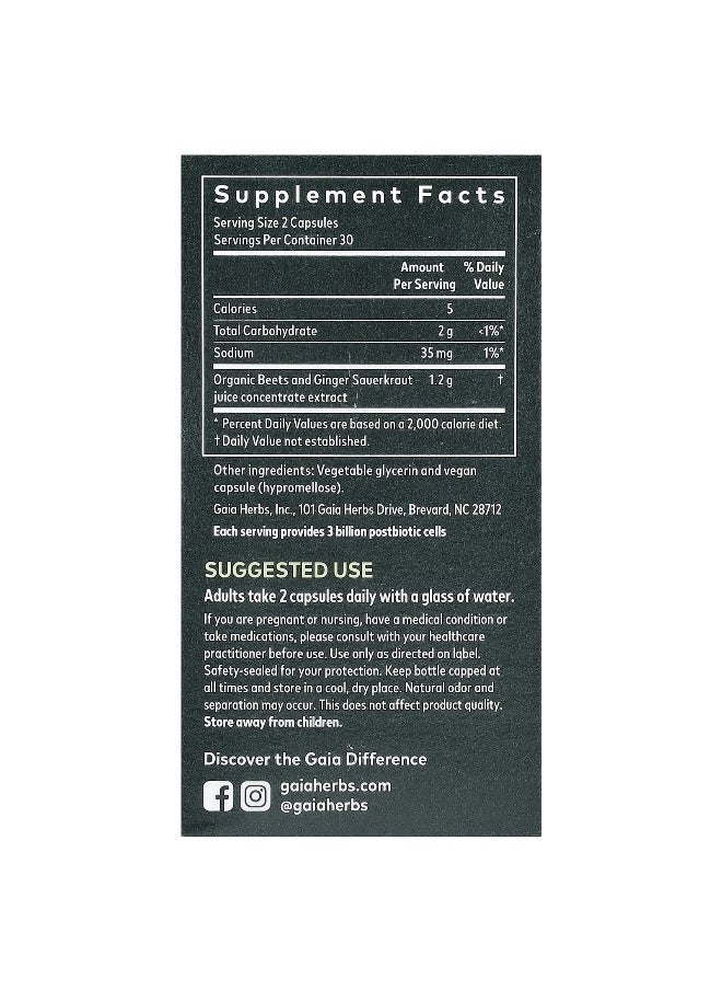 Gaia Herbs - Gaia Herbs, Ginger-Beet Postbiotic, 60 Vegan Liquid Phyto-Caps - Image 1
