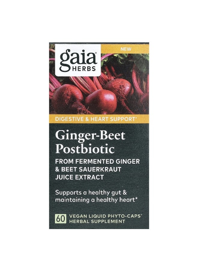 Gaia Herbs - Gaia Herbs, Ginger-Beet Postbiotic, 60 Vegan Liquid Phyto-Caps - Image 1