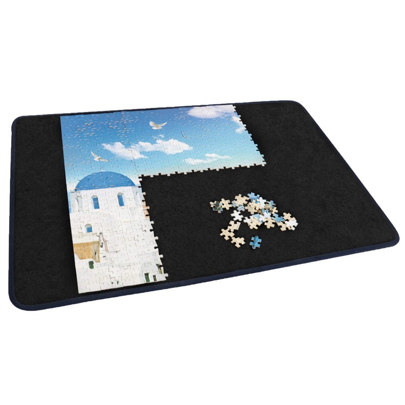 Becko US Jigsaw Puzzle Board Portable Puzzle Mat for Puzzles Storage Saver NonSlip Surface Sturdy and Movable Up to 1000 Pieces BlueBlack - Image 2