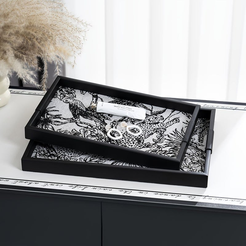 1pc Light Luxury Metal Jungle Jacquard Tray Shelf Living Room Tabletop Holiday Ornament Display Stand Bathroom Towel Storage Tray Minimalist Style Shelf Cosmetic Organizer Bedroom Perfume Display Rack - Image 2
