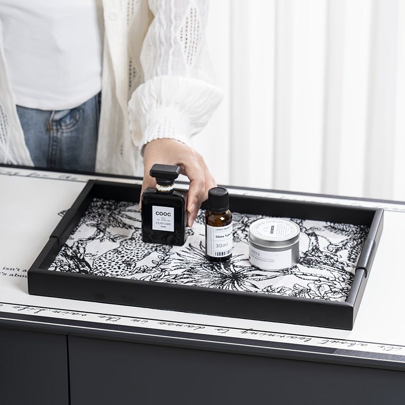 1pc Light Luxury Metal Jungle Jacquard Tray Shelf Living Room Tabletop Holiday Ornament Display Stand Bathroom Towel Storage Tray Minimalist Style Shelf Cosmetic Organizer Bedroom Perfume Display Rack - Image 4