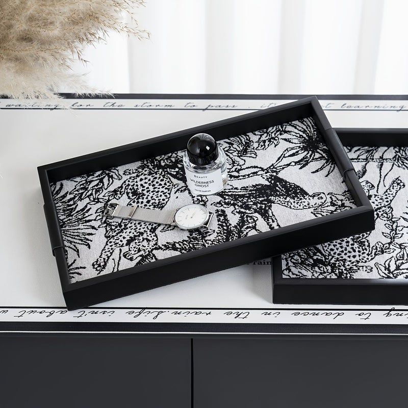 1pc Light Luxury Metal Jungle Jacquard Tray Shelf Living Room Tabletop Holiday Ornament Display Stand Bathroom Towel Storage Tray Minimalist Style Shelf Cosmetic Organizer Bedroom Perfume Display Rack - Image 5