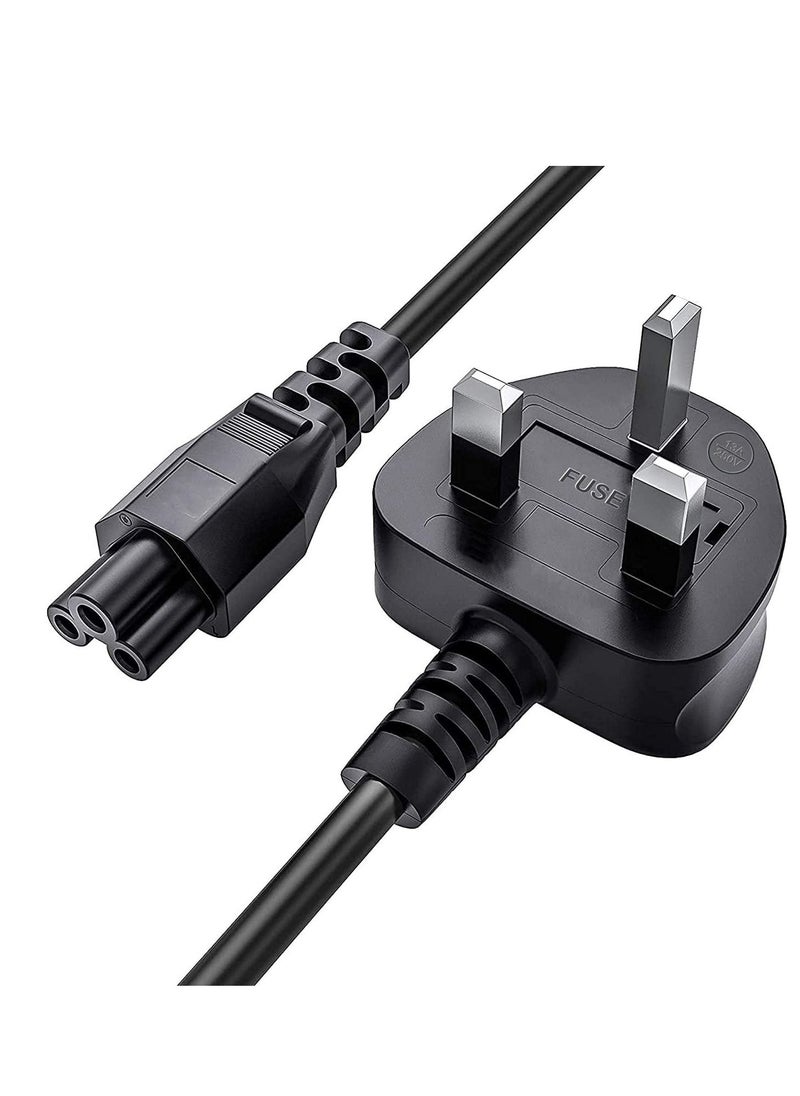 Generic - Arabic C5 Connection Power Supply Adapter Cord Mains Cable Lead UK Plug for Laptop HP Dell Acer Compaq Sony Toshiba Vaio Delta etc 1.2M Long 3 pin Connector Power Cord Mains Cable Lead - Image 1