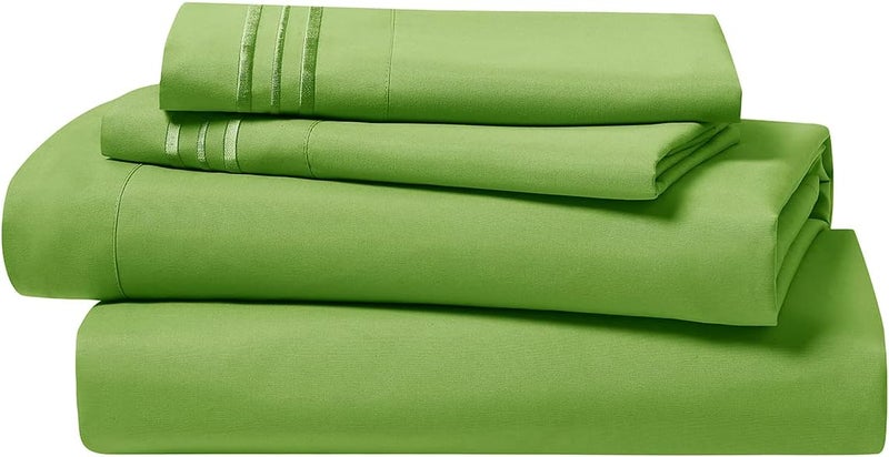 Clara Clark King Sheets Set - 4 Piece Deep Pocket Bedding for King Size Bed, Extra Soft Sheets & Pillowcases, Garden Green - Image 5