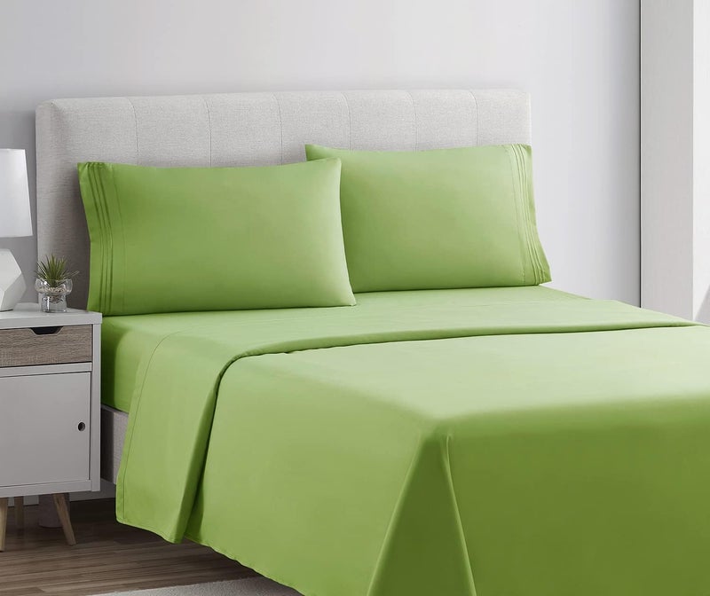 Clara Clark King Sheets Set - 4 Piece Deep Pocket Bedding for King Size Bed, Extra Soft Sheets & Pillowcases, Garden Green - Image 2