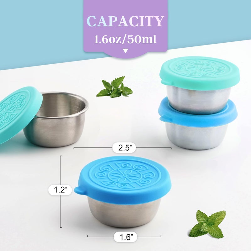 Qukaka 6x1.6 Oz Salad Dressing Containers With Lids  Small Leakproof Reusable Stainless Steel Salad Dressing Container To Go For Lunch Boxes Sauce containers  Picnics Travel Meal Prep And Kitchen Storage. - Image 2