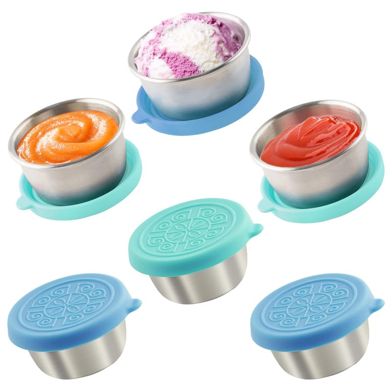Qukaka 6x1.6 Oz Salad Dressing Containers With Lids  Small Leakproof Reusable Stainless Steel Salad Dressing Container To Go For Lunch Boxes Sauce containers  Picnics Travel Meal Prep And Kitchen Storage. - Image 1