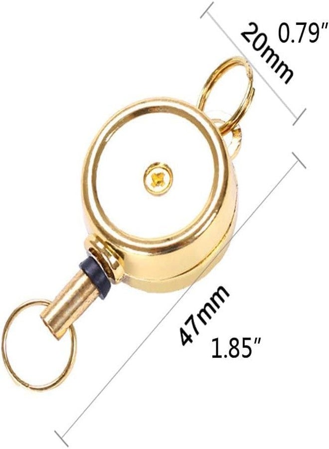Sluswallow 2Pcs Gold Badge Holder, Zinc Alloy Carabiner Badge Reel Retractable ID Card Reel Badge Holder Keychain Used Repeatedly Convenient to Carry Small in Size,Identification Badges and Supplies - Image 5