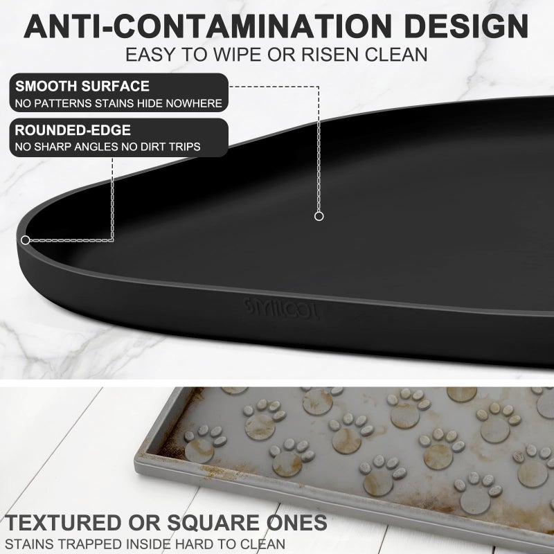 SMILOOL Small Silicone Pet Food Mat with Raised Edge for Food and Water Bowl, Square Dog Feeding Mats, Cat Food Trays for Floor Waterproof, Rubber Tray for Dogs and Cats, 12 x 12 x 0.7 Black - Image 5