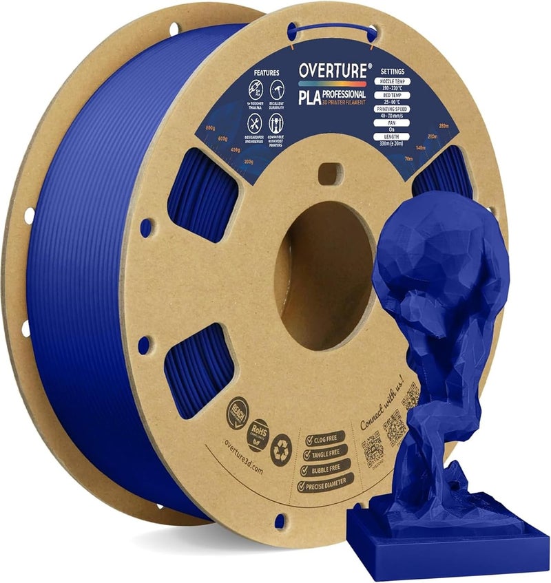 OVERTURE PLA Plus (PLA+) Filament 1.75mm, Stronger & More Durable, Professional Toughness 3D Printer Filament 1kg (2.2lbs), High Precision +/- 0.02mm, Tangle-Free (Dark Blue) - Image 1