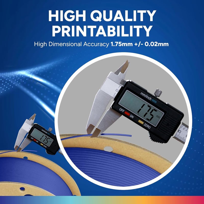 OVERTURE PLA Plus (PLA+) Filament 1.75mm, Stronger & More Durable, Professional Toughness 3D Printer Filament 1kg (2.2lbs), High Precision +/- 0.02mm, Tangle-Free (Dark Blue) - Image 4