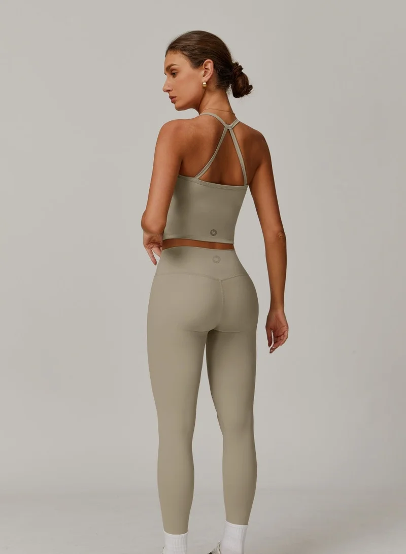 Kawn.yoga beige Womens High Waist Contour Workout sport Leggings Yoga Pants Tummy Control Running Pants for Women | Best Price UAE
