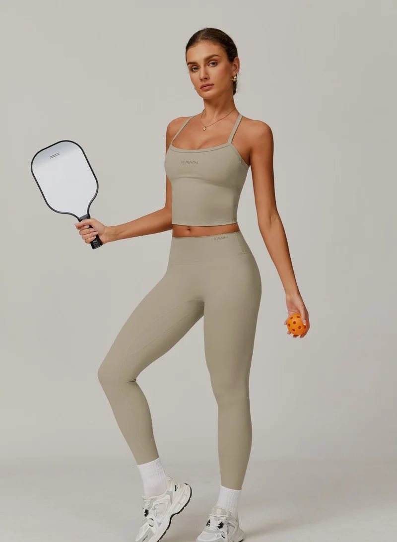 Kawn.yoga beige Womens High Waist Contour Workout sport Leggings Yoga Pants Tummy Control Running Pants for Women | Best Price UAE